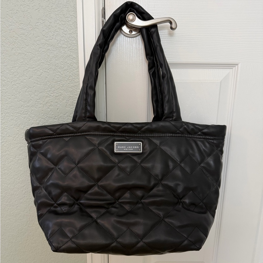 Marc Jacobs, Quilted Black Tote with Logo Plaque